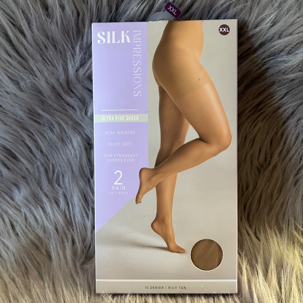 Silk‎ Impressions Ultra Fine Sheer Tights Womens Size XXL Rich Tan High Waist